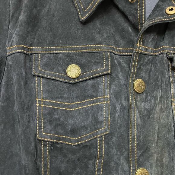 DG2 By Diane Gilman Blue Suede Leather Jacket Size Small - Picture 6 of 7